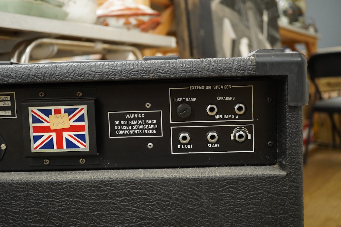 A mid-1980s Vox 100w bass combo amplifier, 58cm high